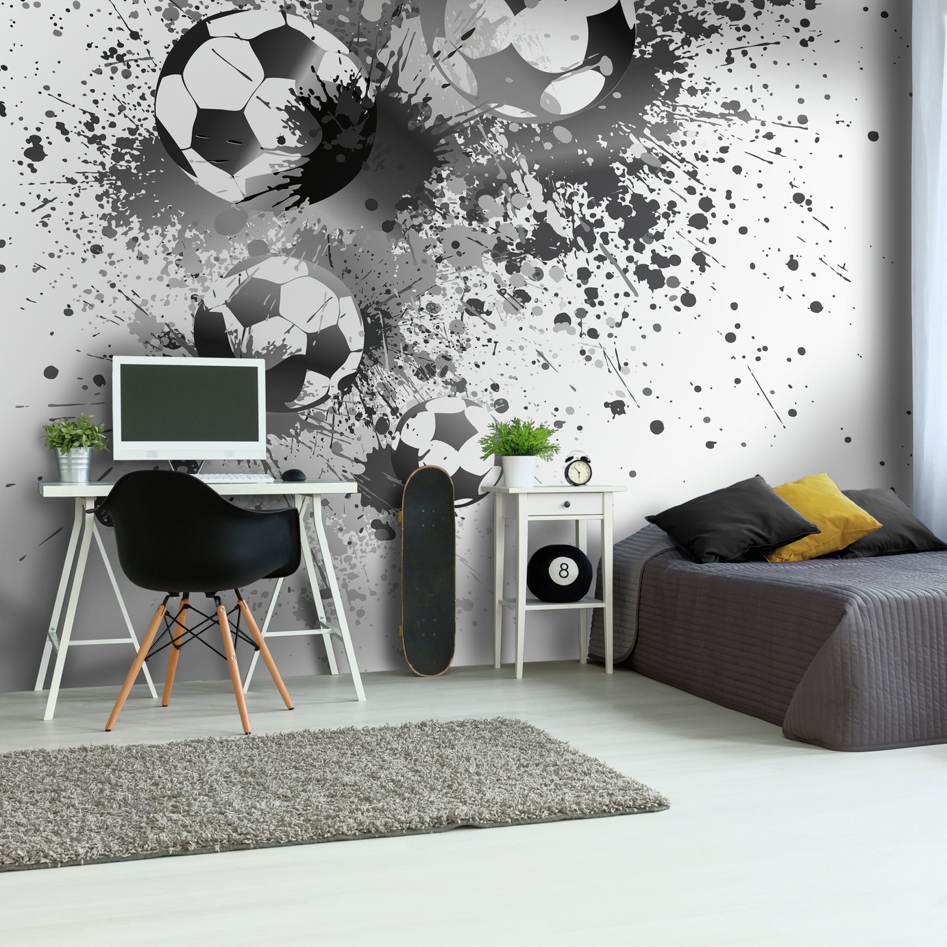Origin Murals Football Splash Grey Wall Mural