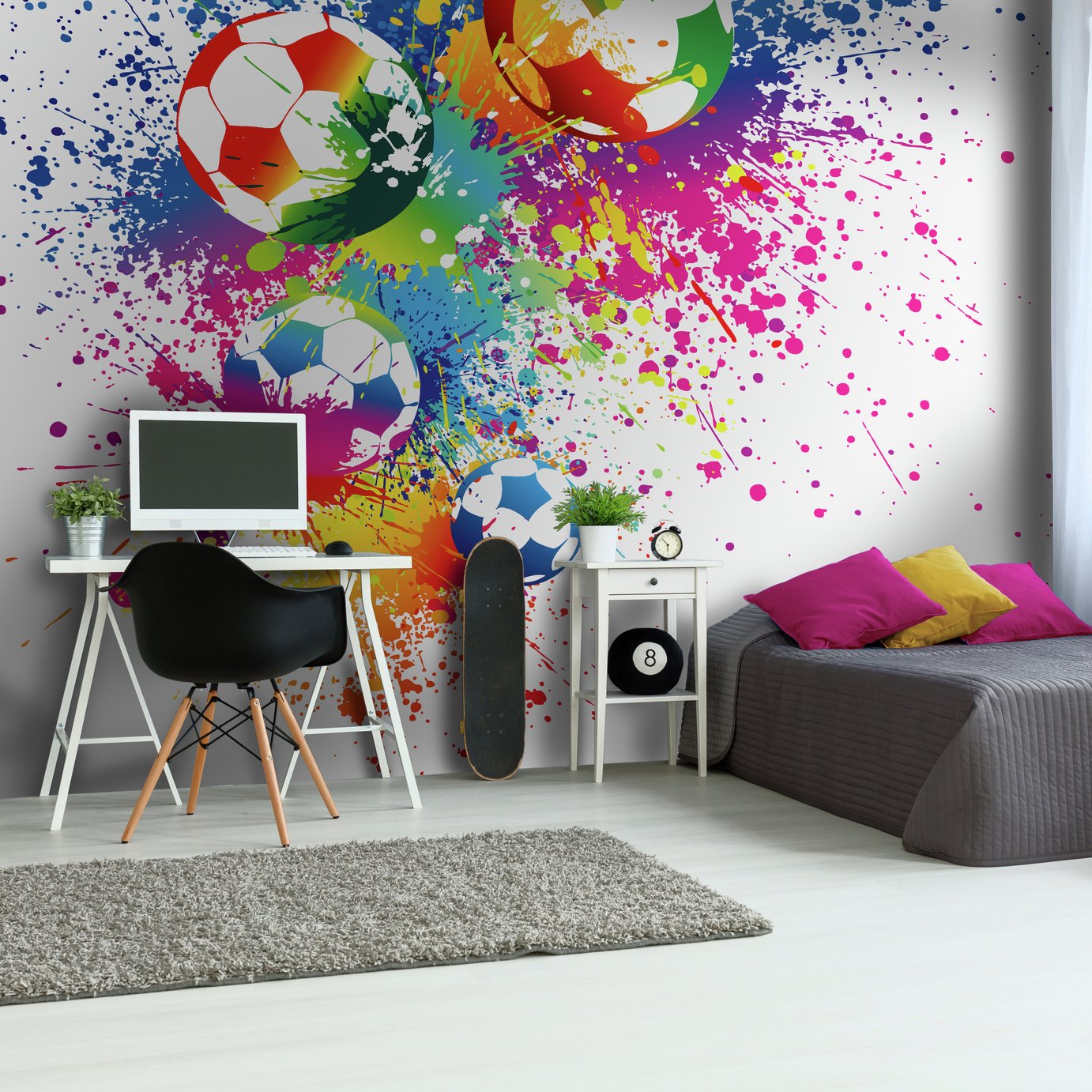 Origin Murals Football Splash Multicolour Wall Mural