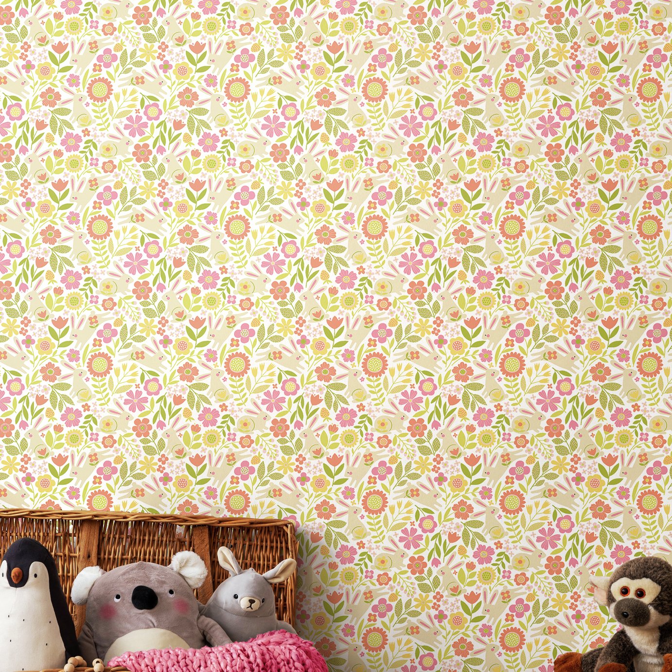 Hoopla Walls Bouncing Bunnies Dolly Mix Wallpaper