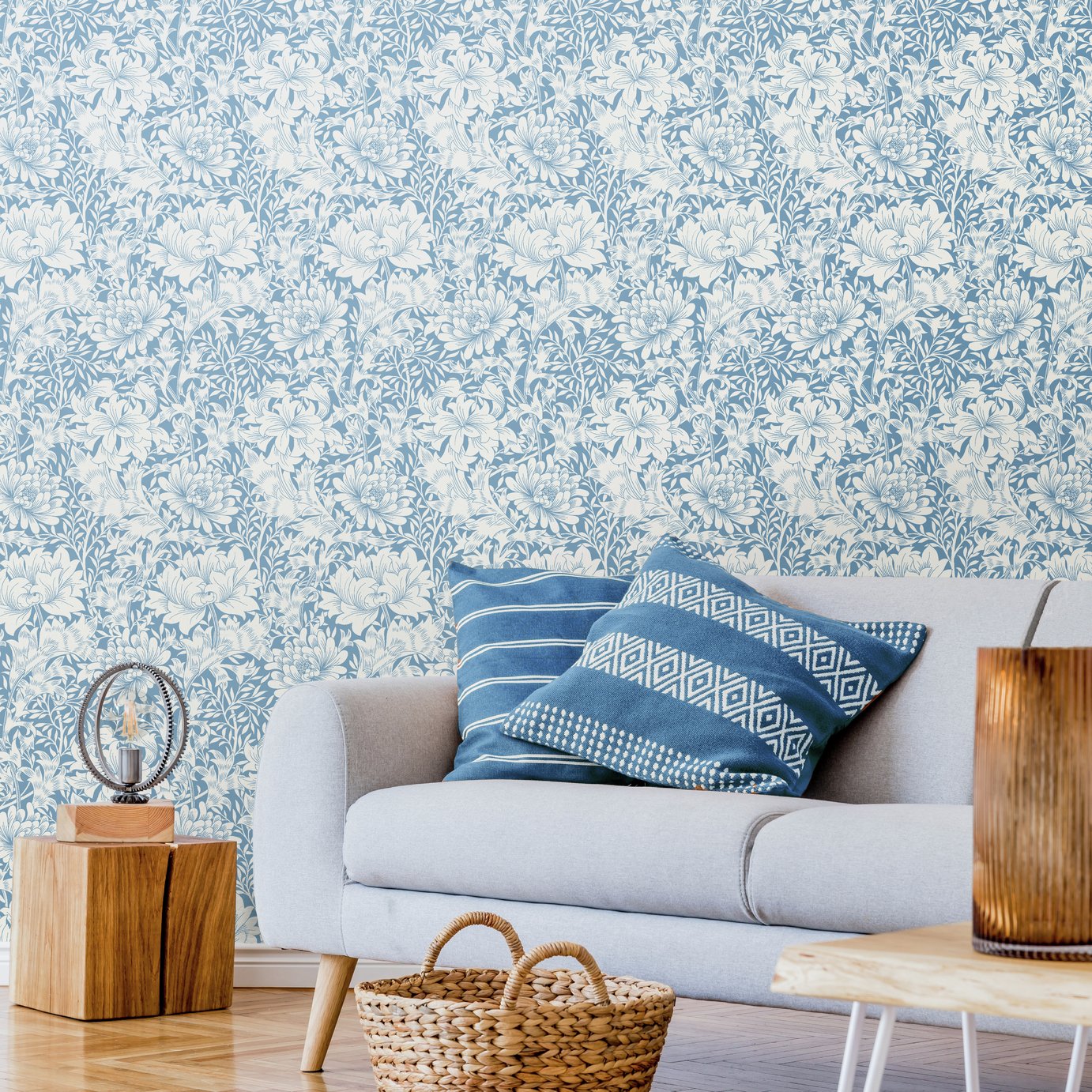 Hoopla Walls Chrysanthemum Wedgewood Wallpaper