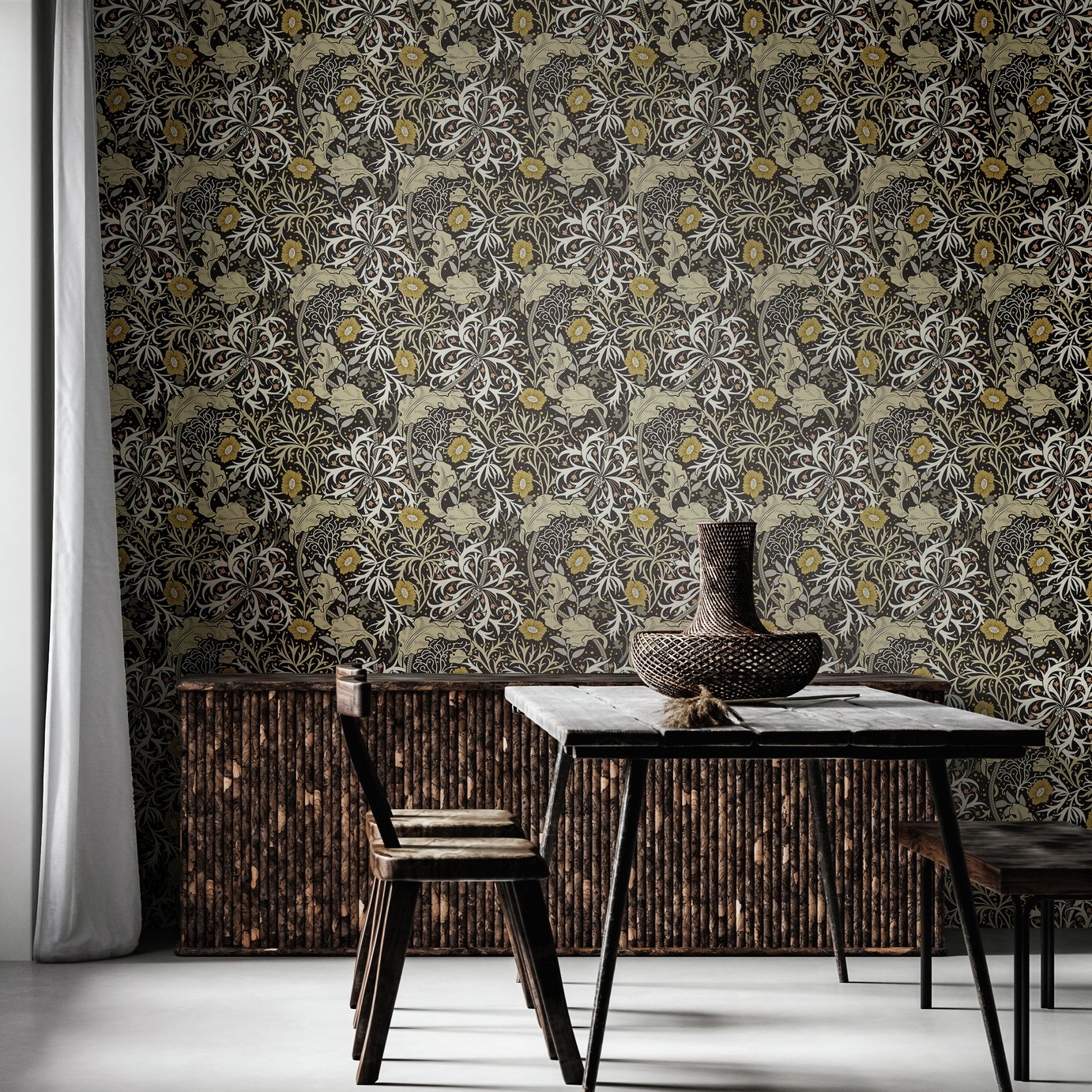 Hoopla Walls Eden Seaweed Garden Slate Wallpaper