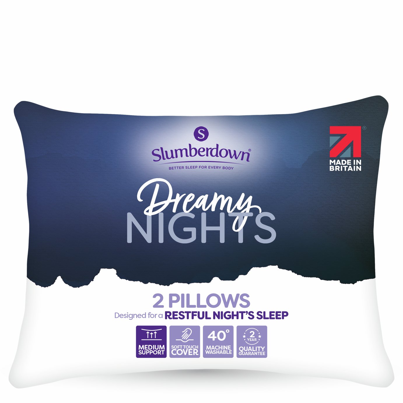 Slumberdown Dreamy Nights Medium Pillow - 2 Pack