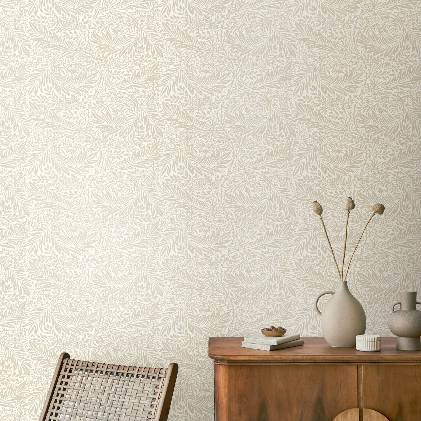 Hoopla Walls Elegance Leaf Vine Natural Wallpaper