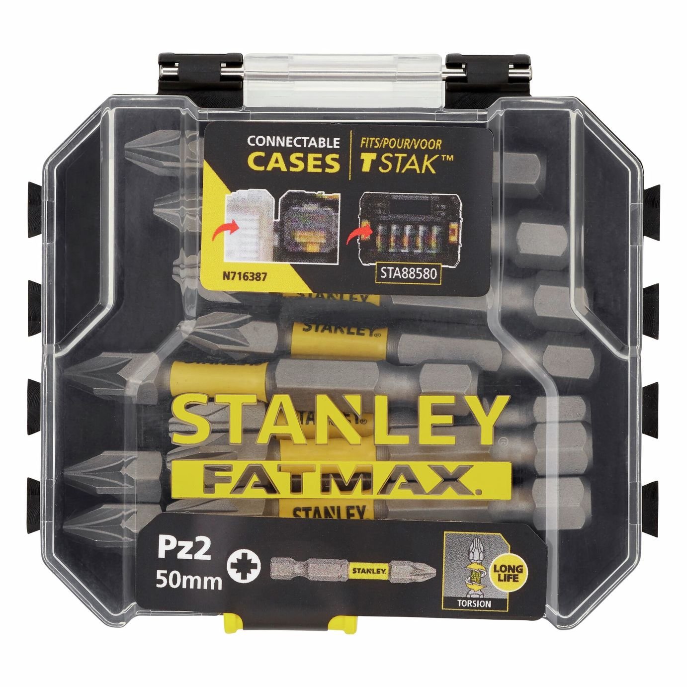 Stanley Fatmax 50mm Torsion Screwdriver Bits Small Bulk Storage Pz2 x10