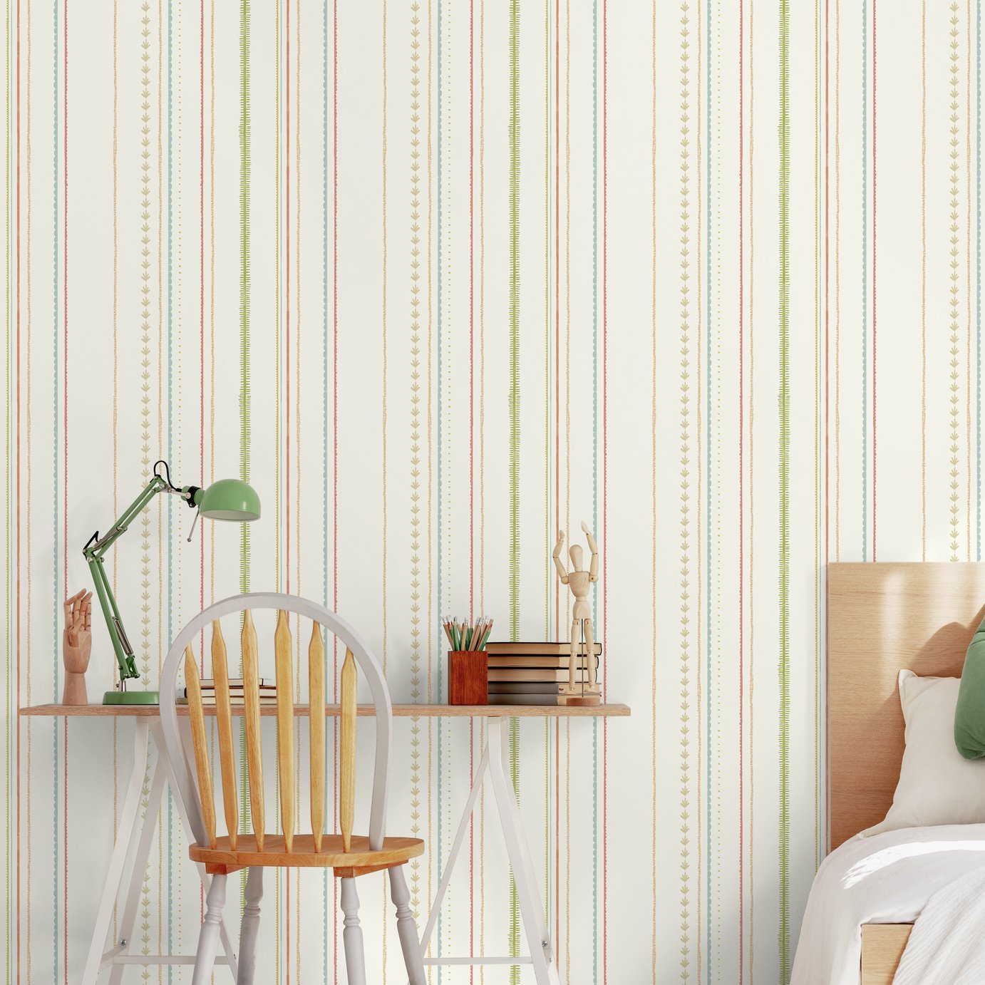 Hoopla Walls Peekaboo Stripey Ginger Mix Wallpaper