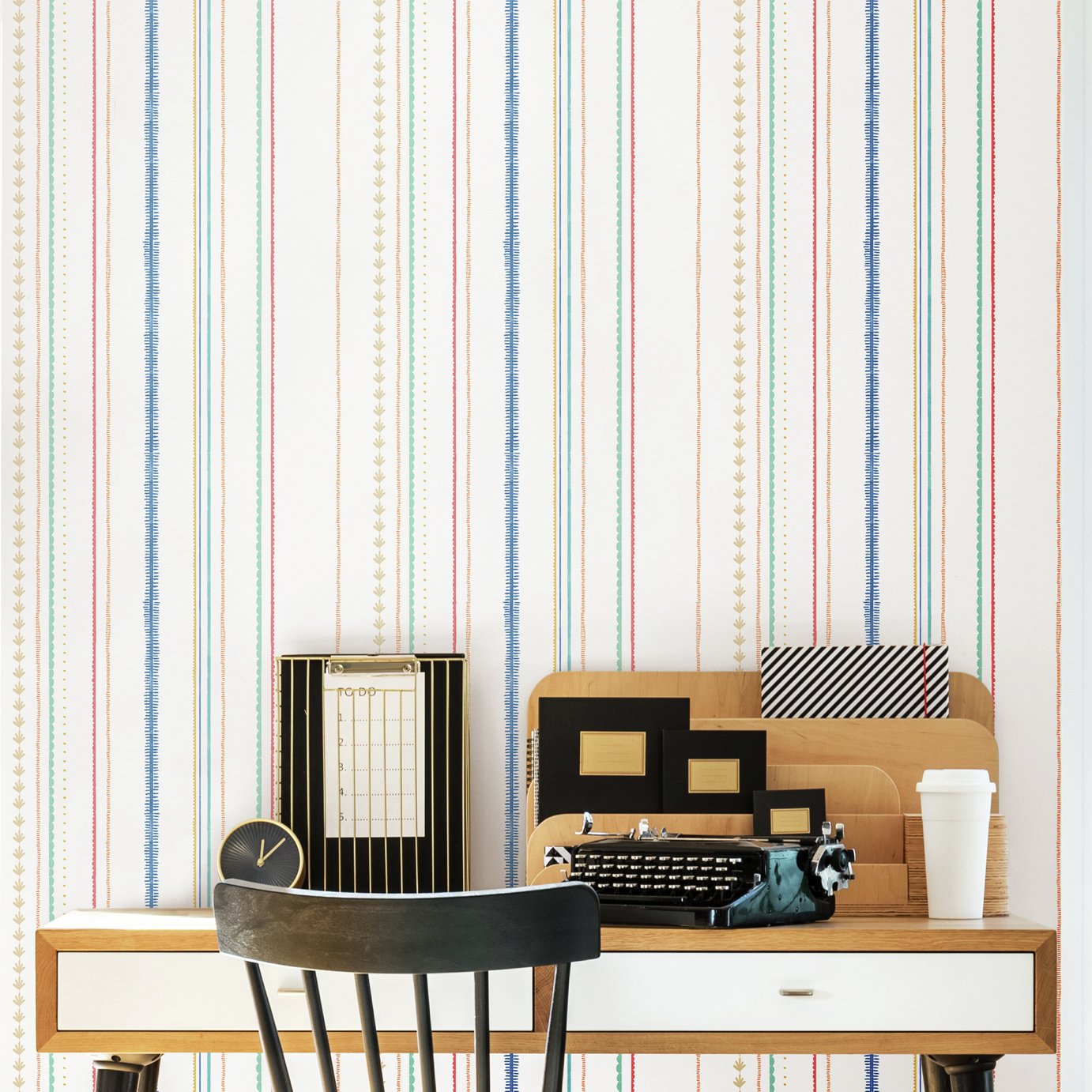 Hoopla Walls Peekaboo Stripey Royal Mix Wallpaper