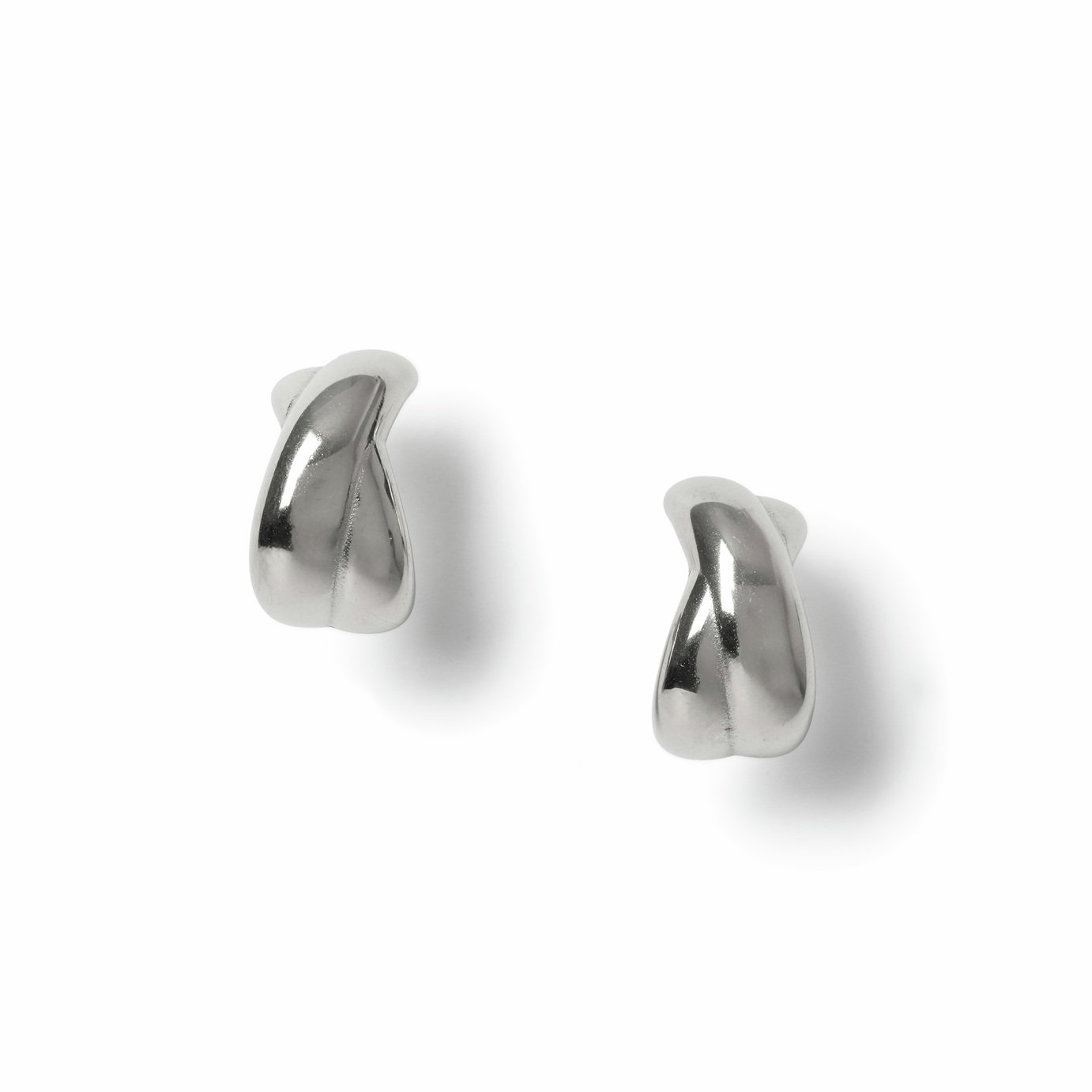 Freedom Silver Tone Stainless Steel Twist Hoop Earrings