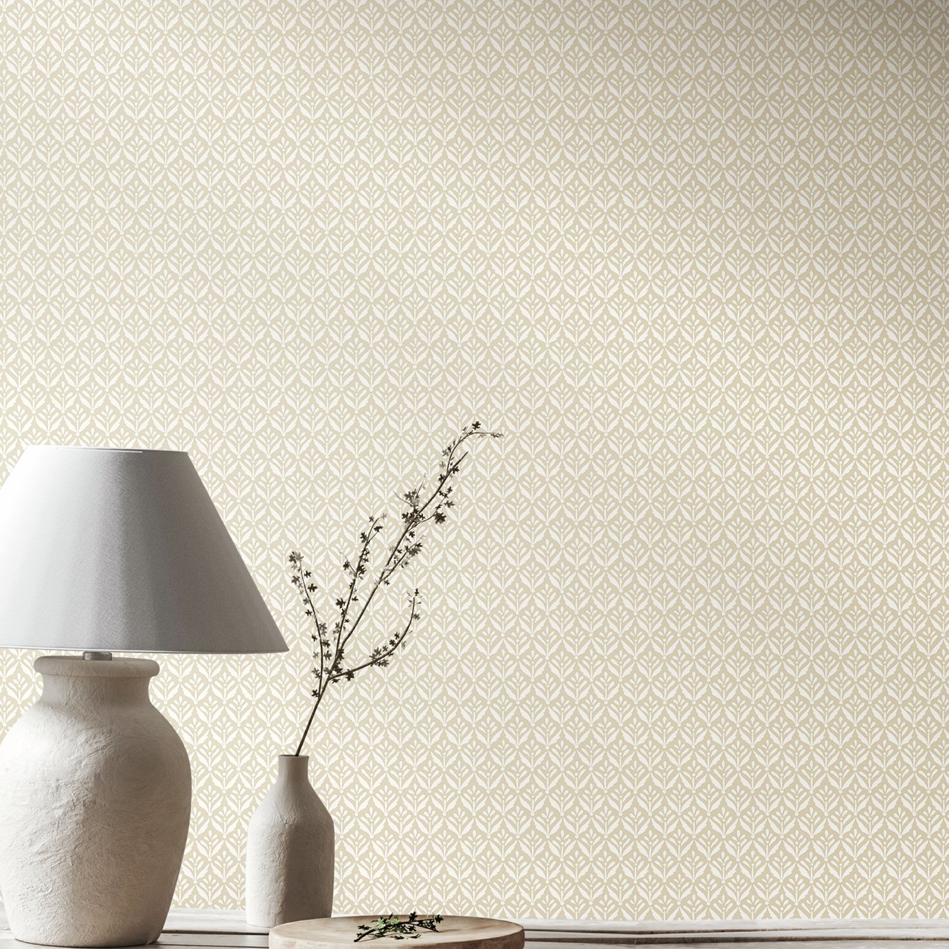 Hoopla Walls Purity Mini Leaf Linen Wallpaper