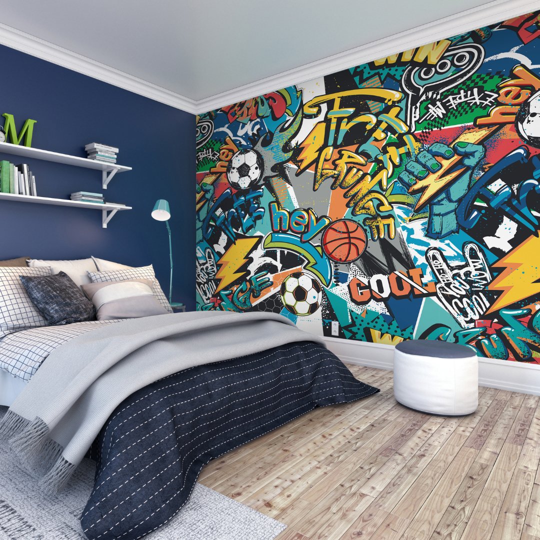 Origin Murals Sports Graffiti Blue Wall Mural
