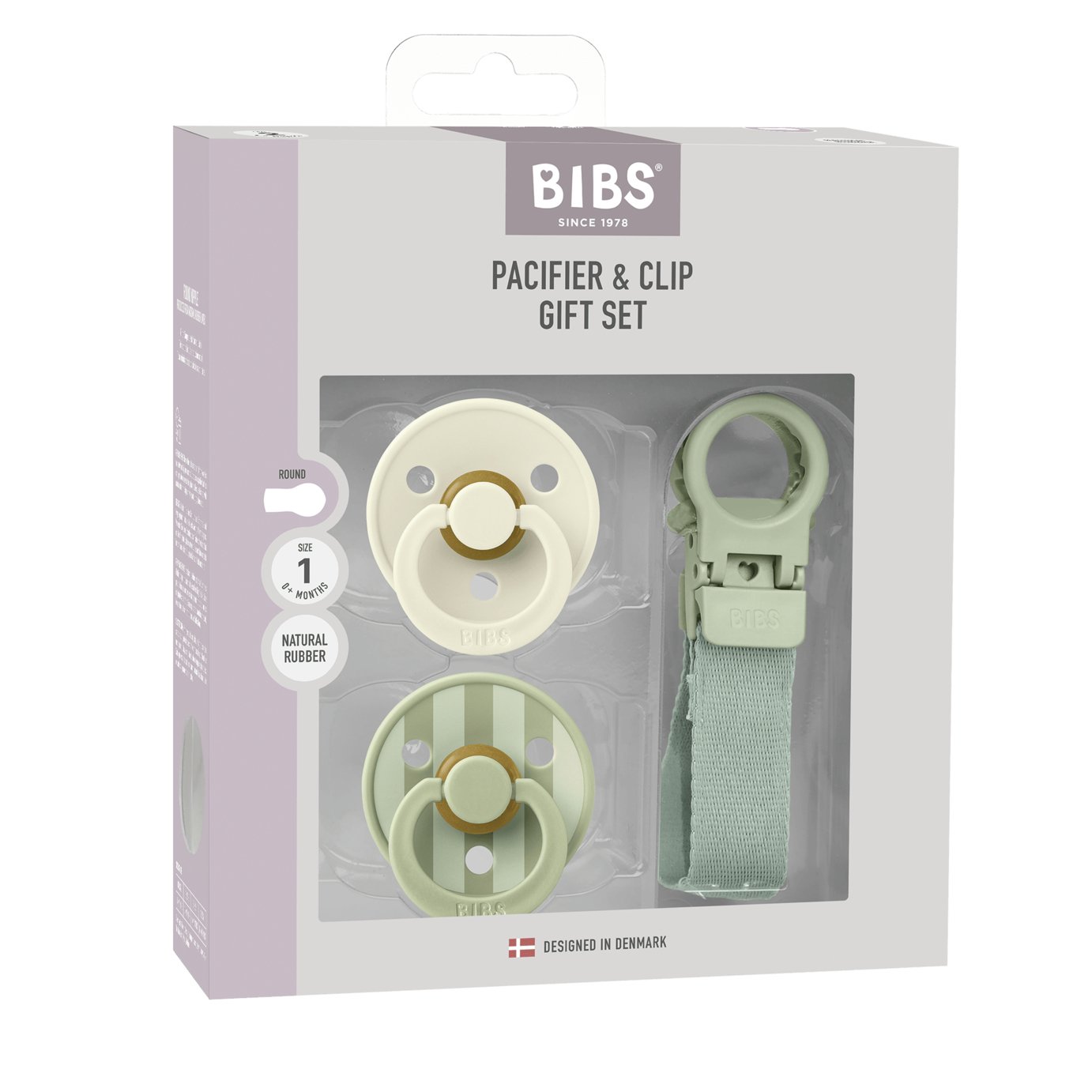 BIBS Colour Pacifier and Loop Clip Gift Set - Sage