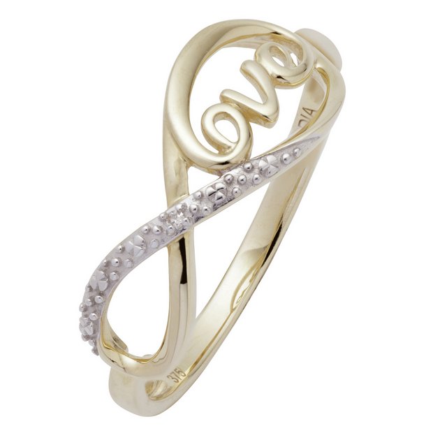 Buy Revere 9ct Gold 0 003ct Tw Diamond Infinity Love Ring M Womens Rings Argos