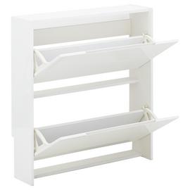 GFW 2 Tier Narrow Gloss Shoe Cabinet - White