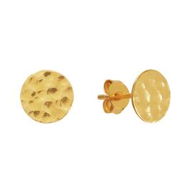 Revere Gold Plated Silver Hammered Disc Stud Earrings
