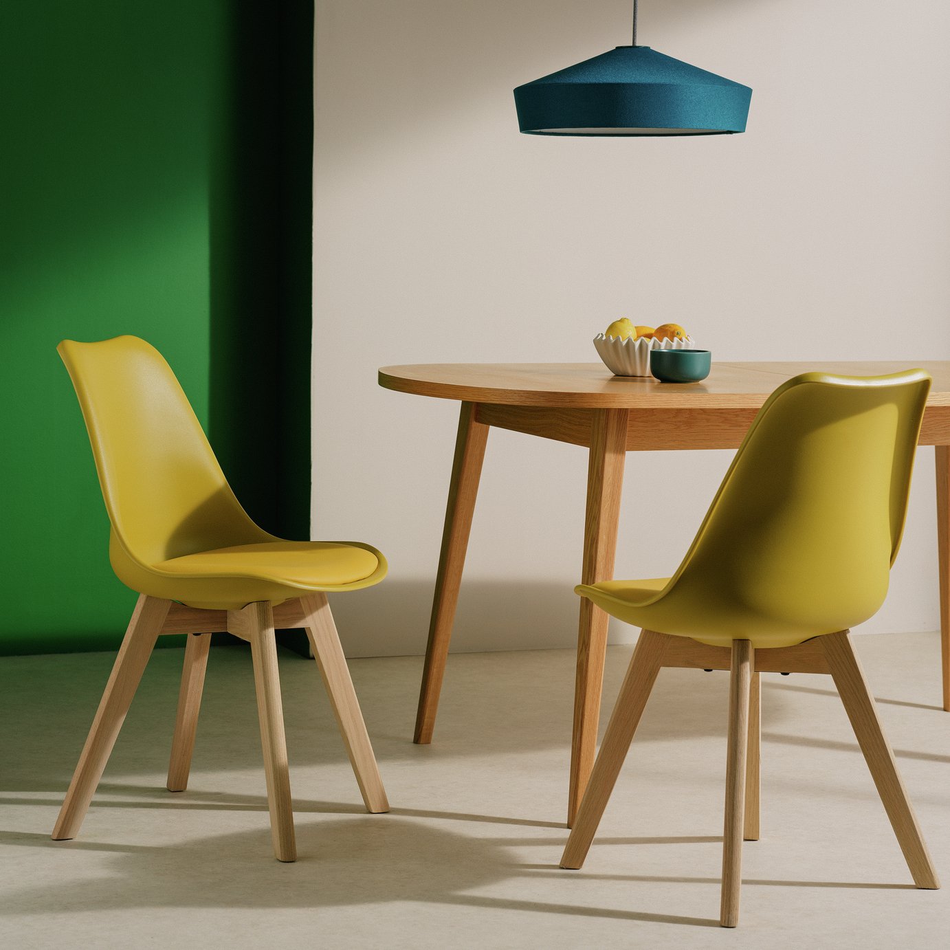 Habitat Jerry Pair of Dining Chair - Yellow