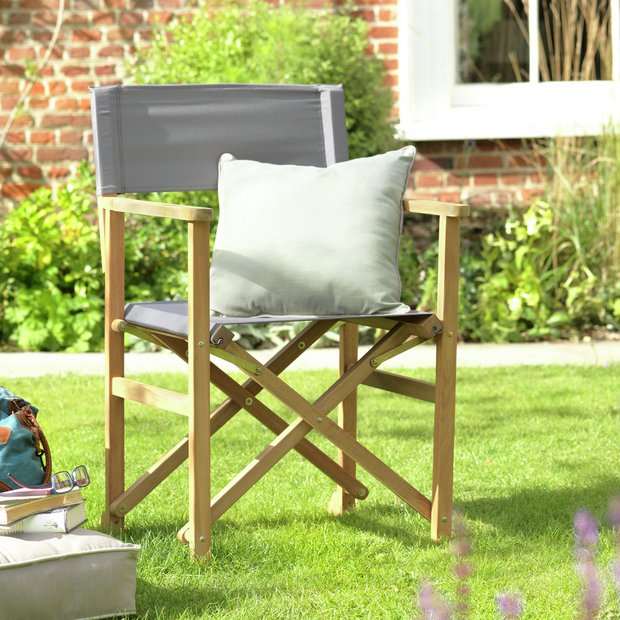 Buy Habitat Folding Wooden Garden Director Chair Charcoal Garden chairs and sun loungers Habitat