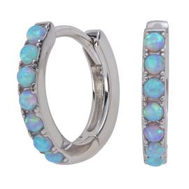Revere Sterling Silver Synthetic Opal Huggie Hoop Earrings