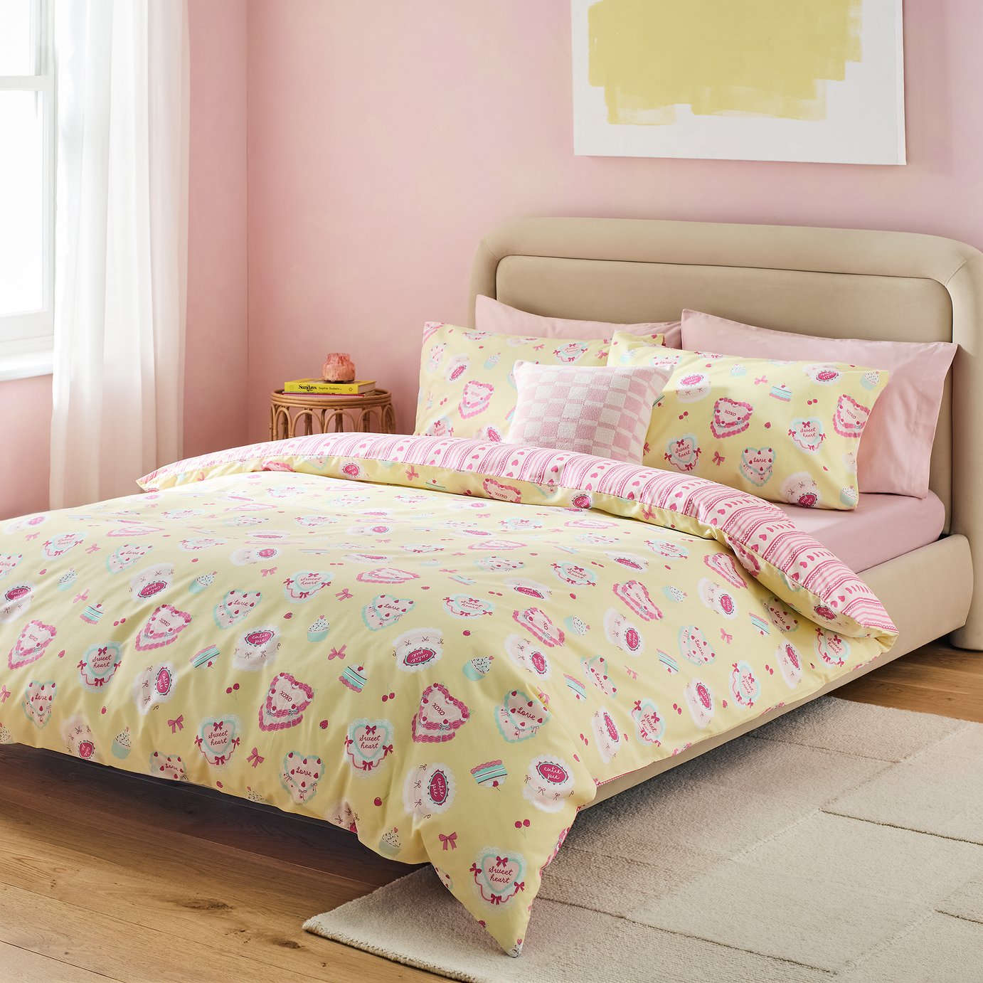 Argos Home Cakes Yellow Bedding Set - Double