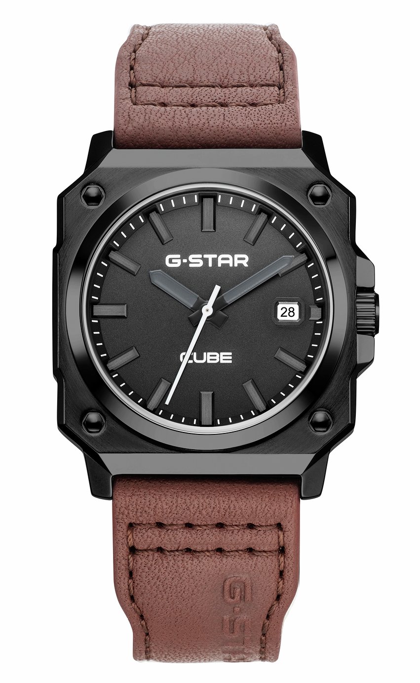 G Star Cube Men's Brown Leather Strap Watch