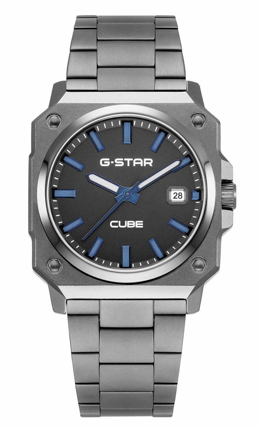 G Star Cube Men's Grey Stainless Steel Bracelet Watch