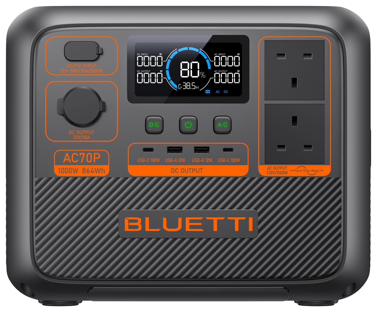 BLUETTI AC70P 1000W Portable Power Station - 864Wh