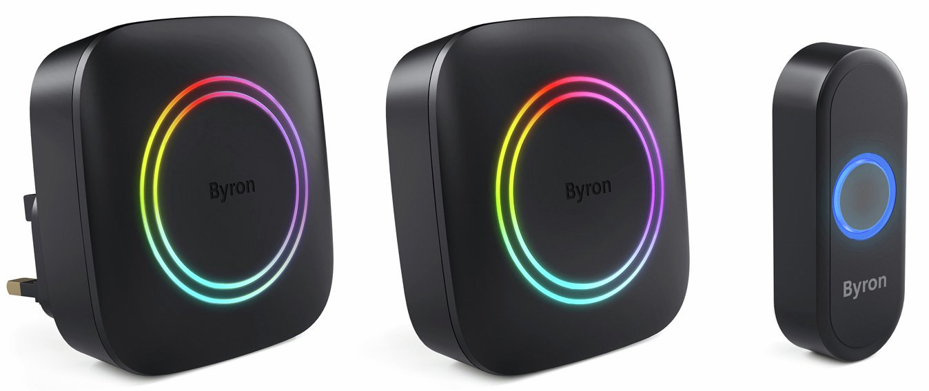 Byron DBY-23854BS 300m Twin Pack Wireless Doorbell Set - Black
