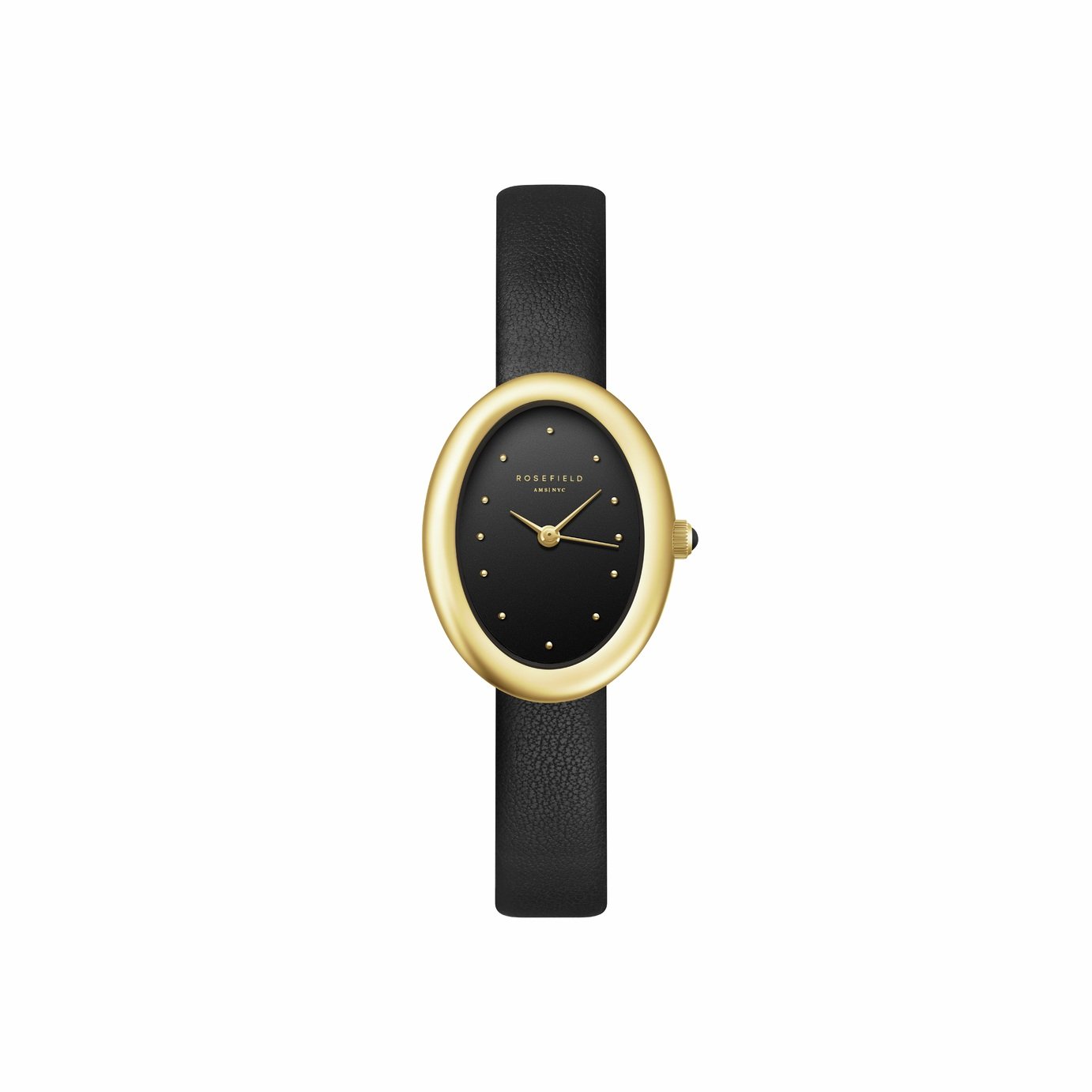 Rosefield Ovale Ladies Black Leather Strap Watch