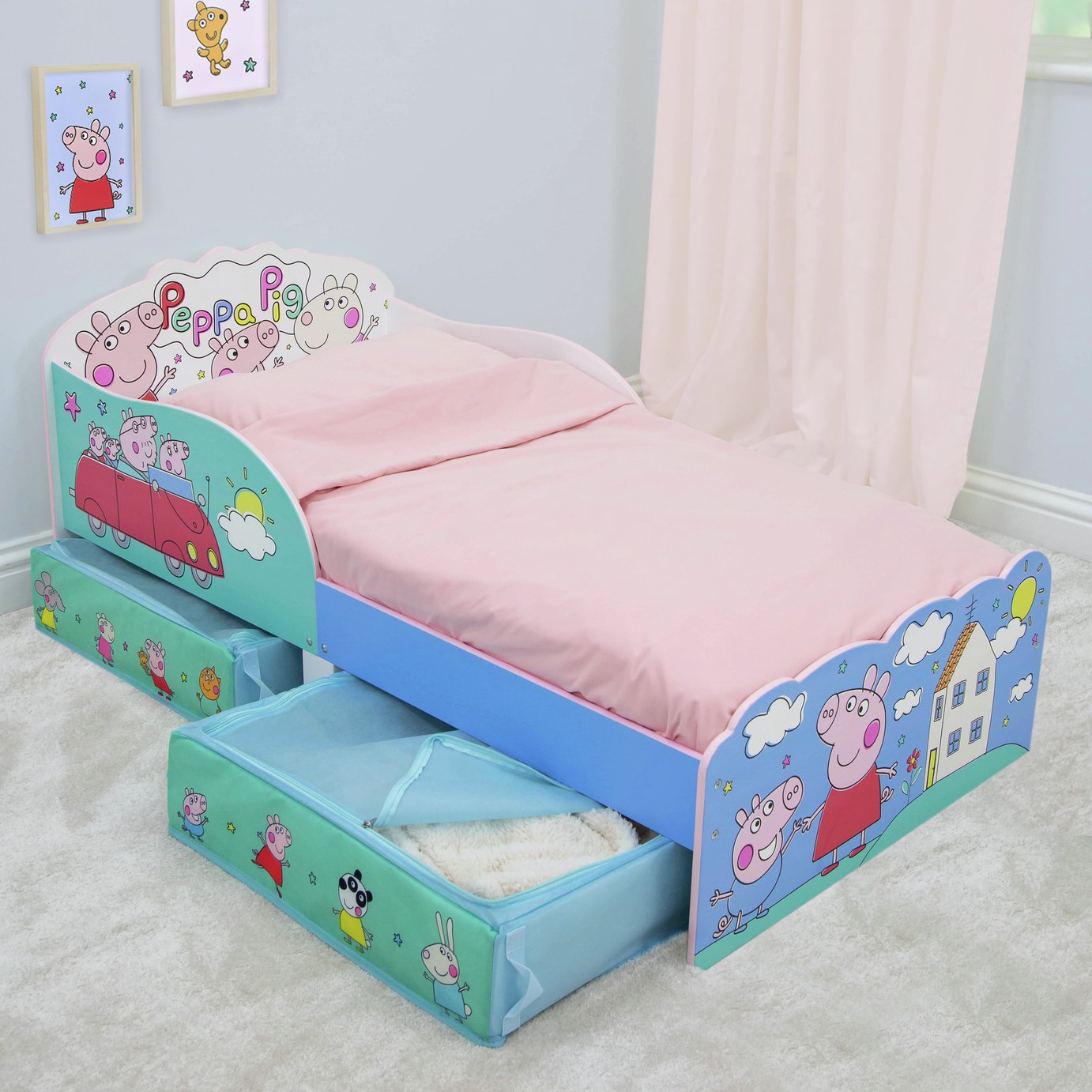 Peppa Pig AW26 Toddler Bed Frame With Storage - Blue