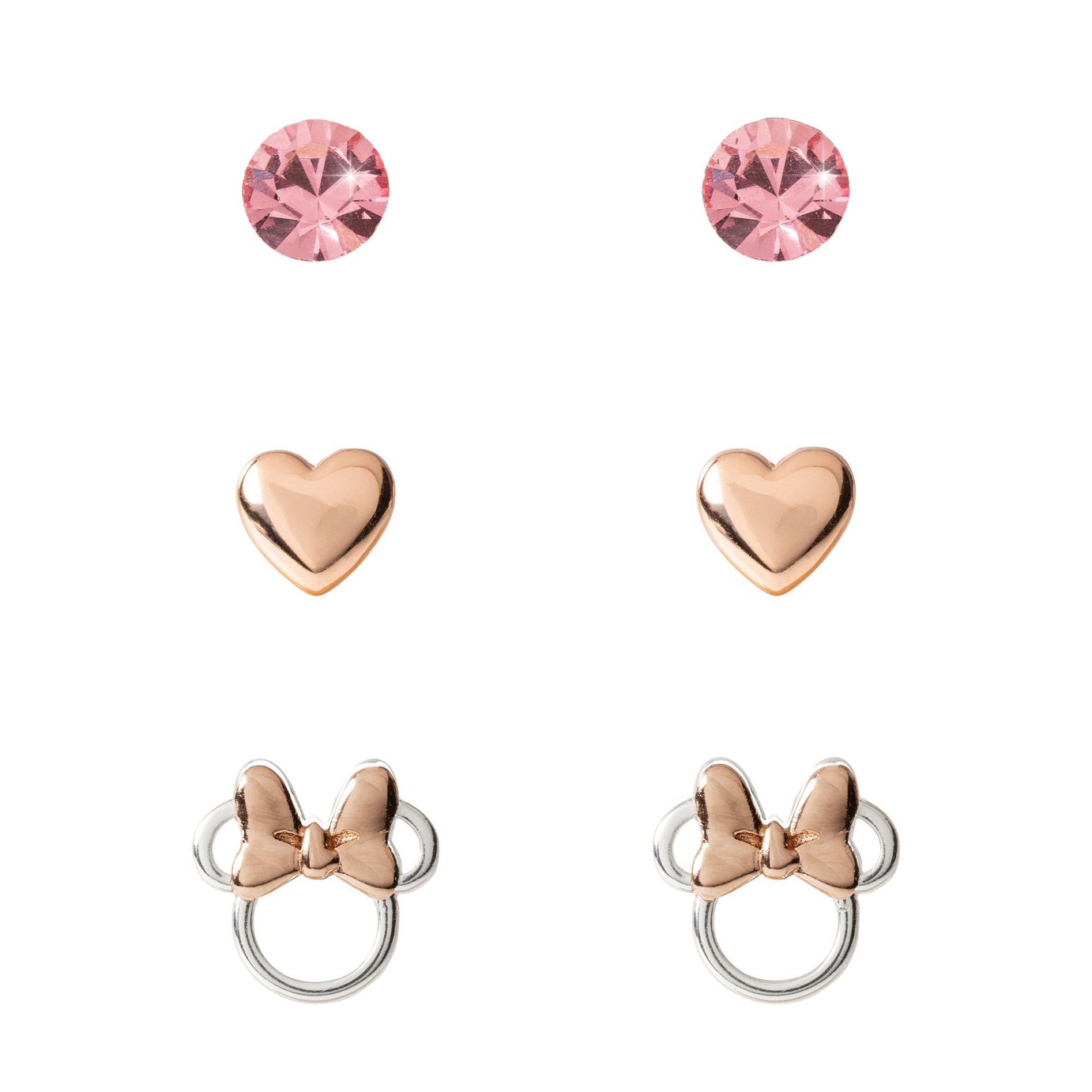 Disney Two Tone Minnie Mouse Earrings Set - Pack of 3