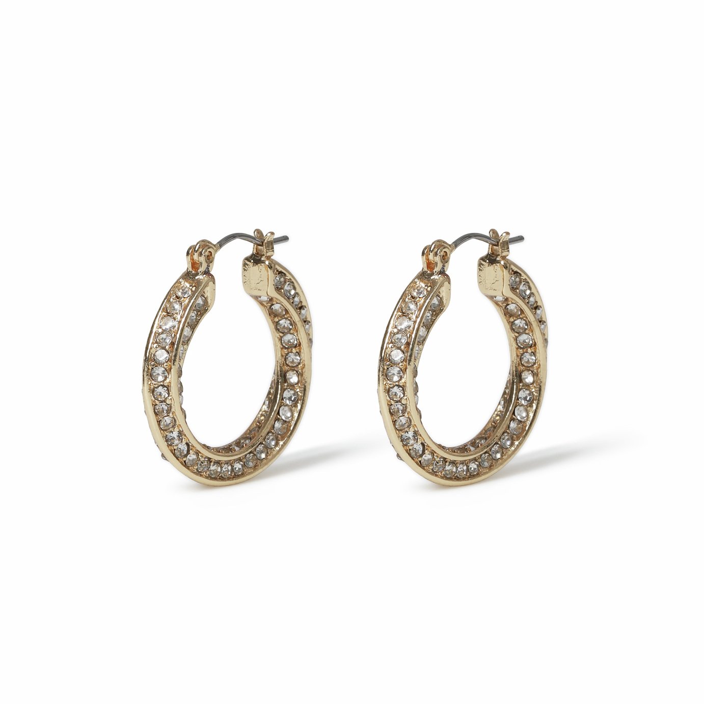 Freedom Gold Tone Crystal Twisted Hoop Earrings