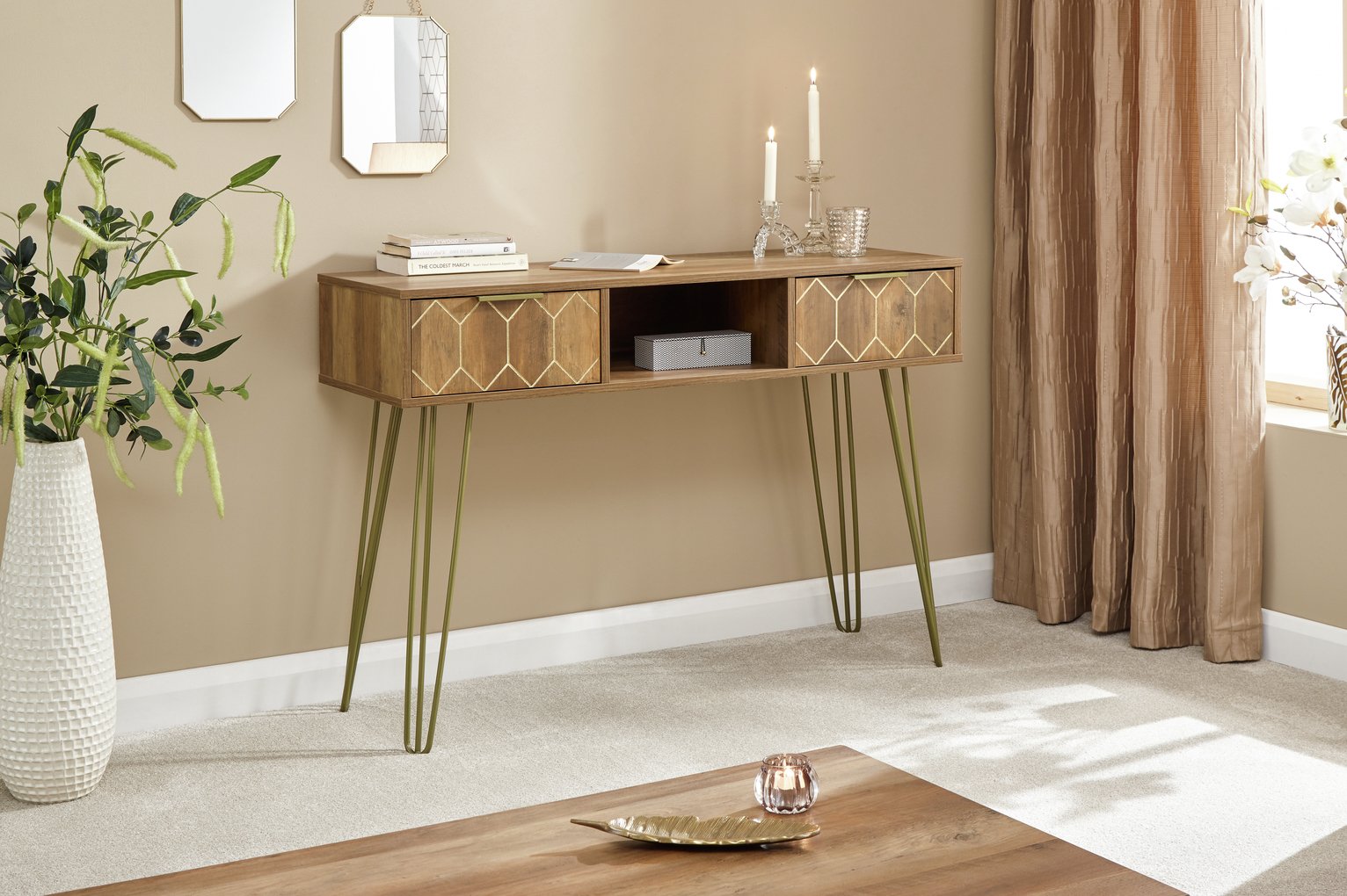 GFW Orleans 2 Drawer Console Table - Mango Wood Effect