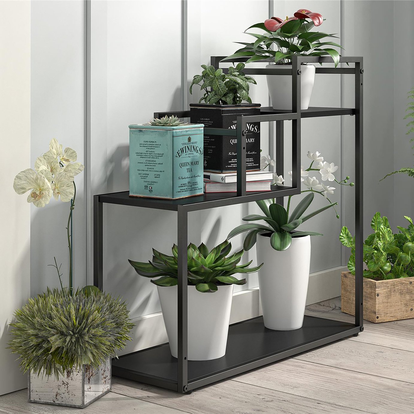 Dorel Weston Metal Plant Stand - Black