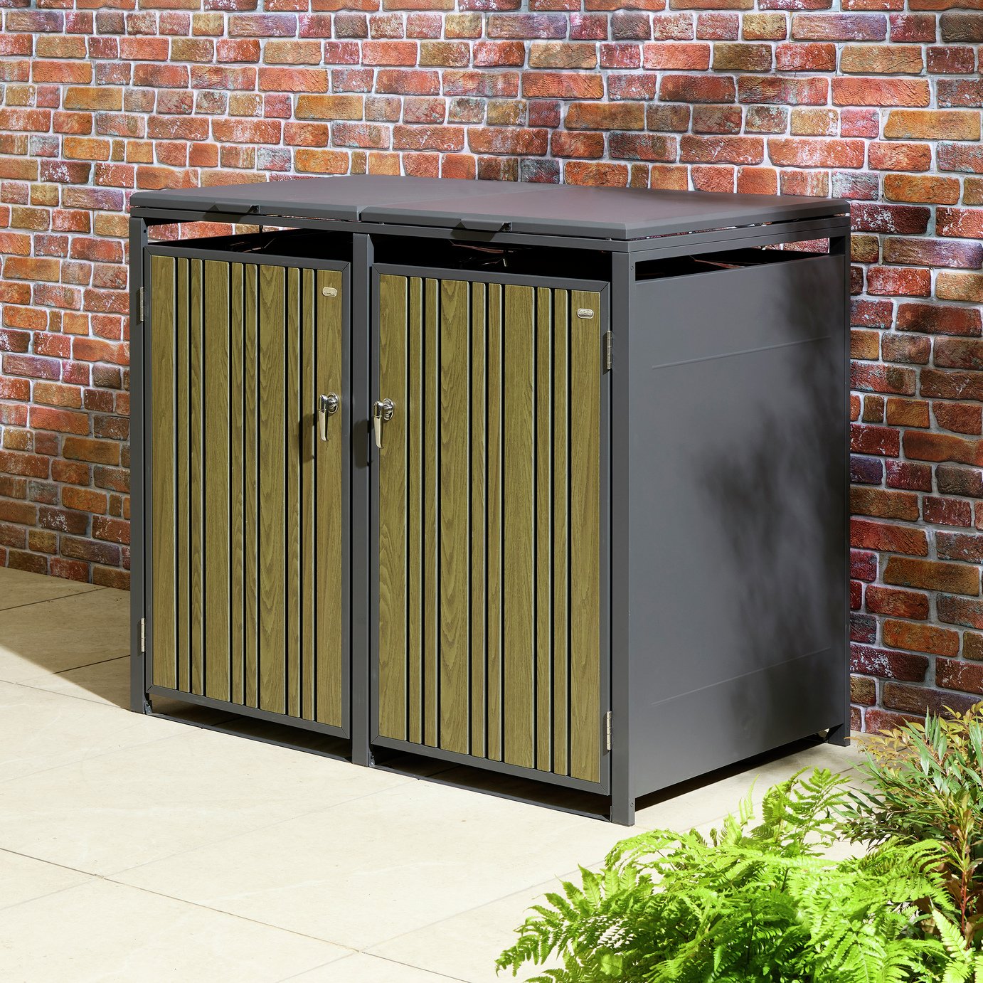 Rowlinson 480L Wimbledon Double Bin Store - Oak