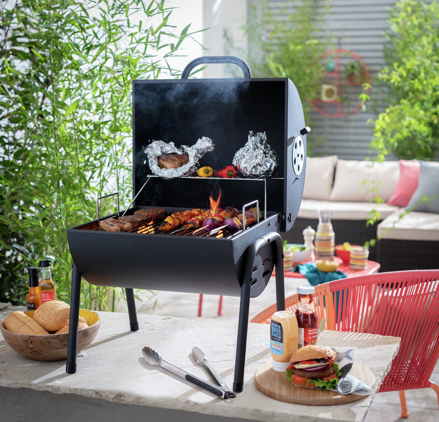 Argos Home Drum Charcoal BBQ