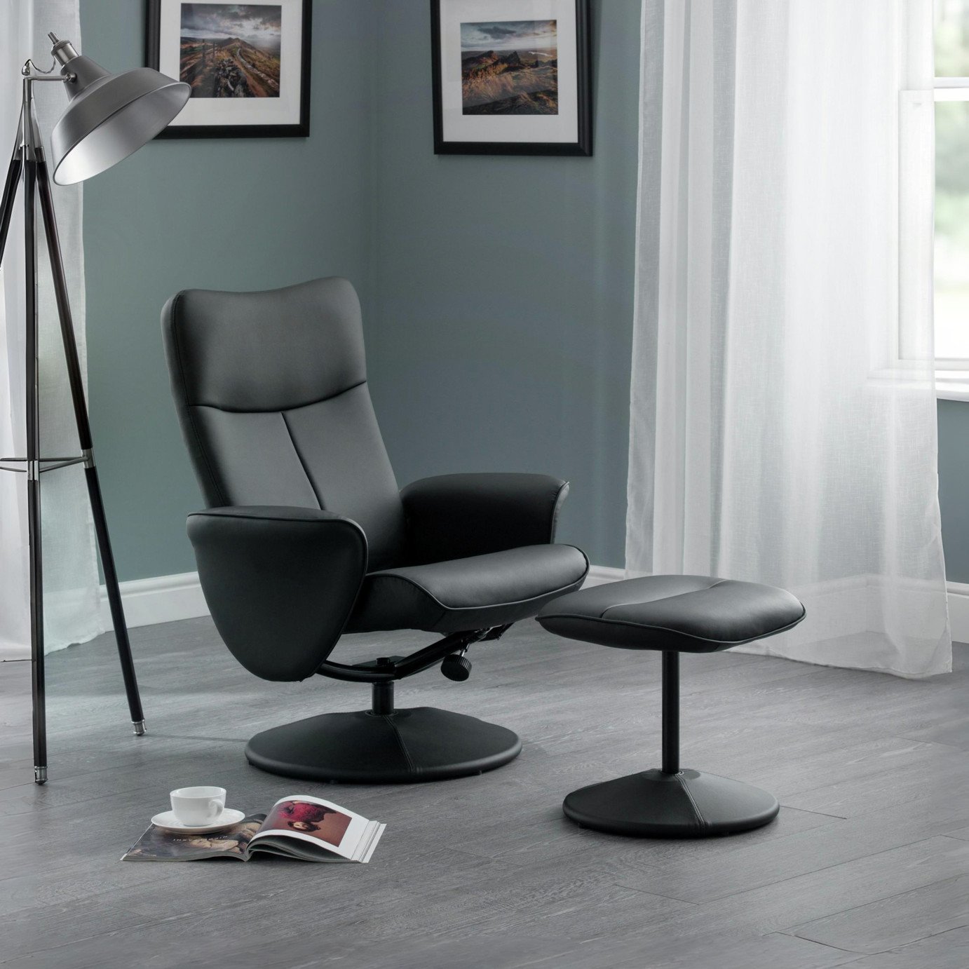 Julian Bowen Lugano Faux Leather Rise And Recline Chair - Black