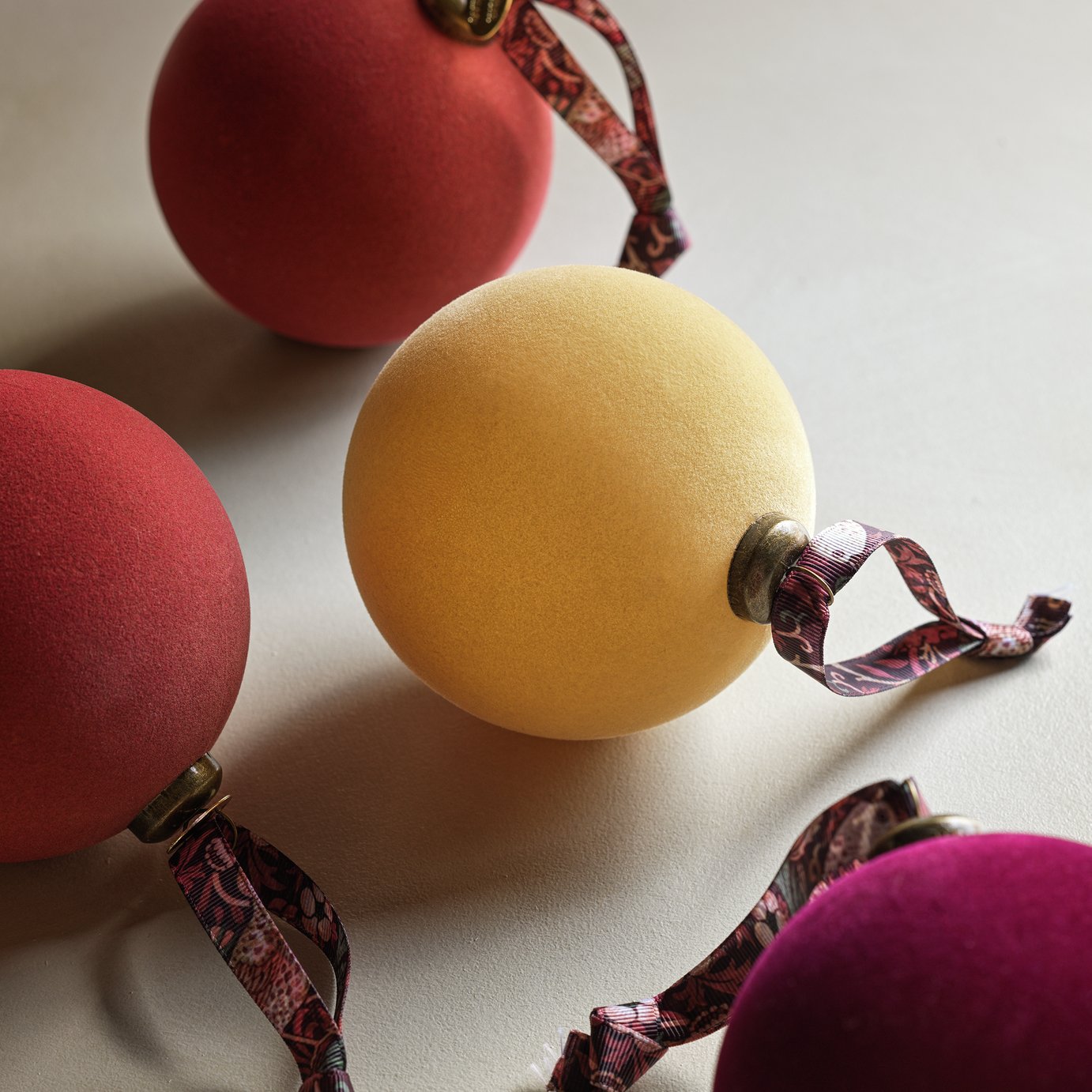 Habitat x Morris & Co. Flocked Baubles - Pack of 3