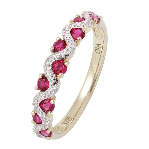 Buy Revere 9ct Gold 0.03ct Diamond and Ruby Eternity Ring N