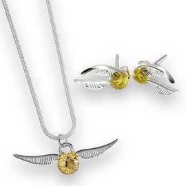 Harry Potter Snitch Silver Necklace and Earring Set