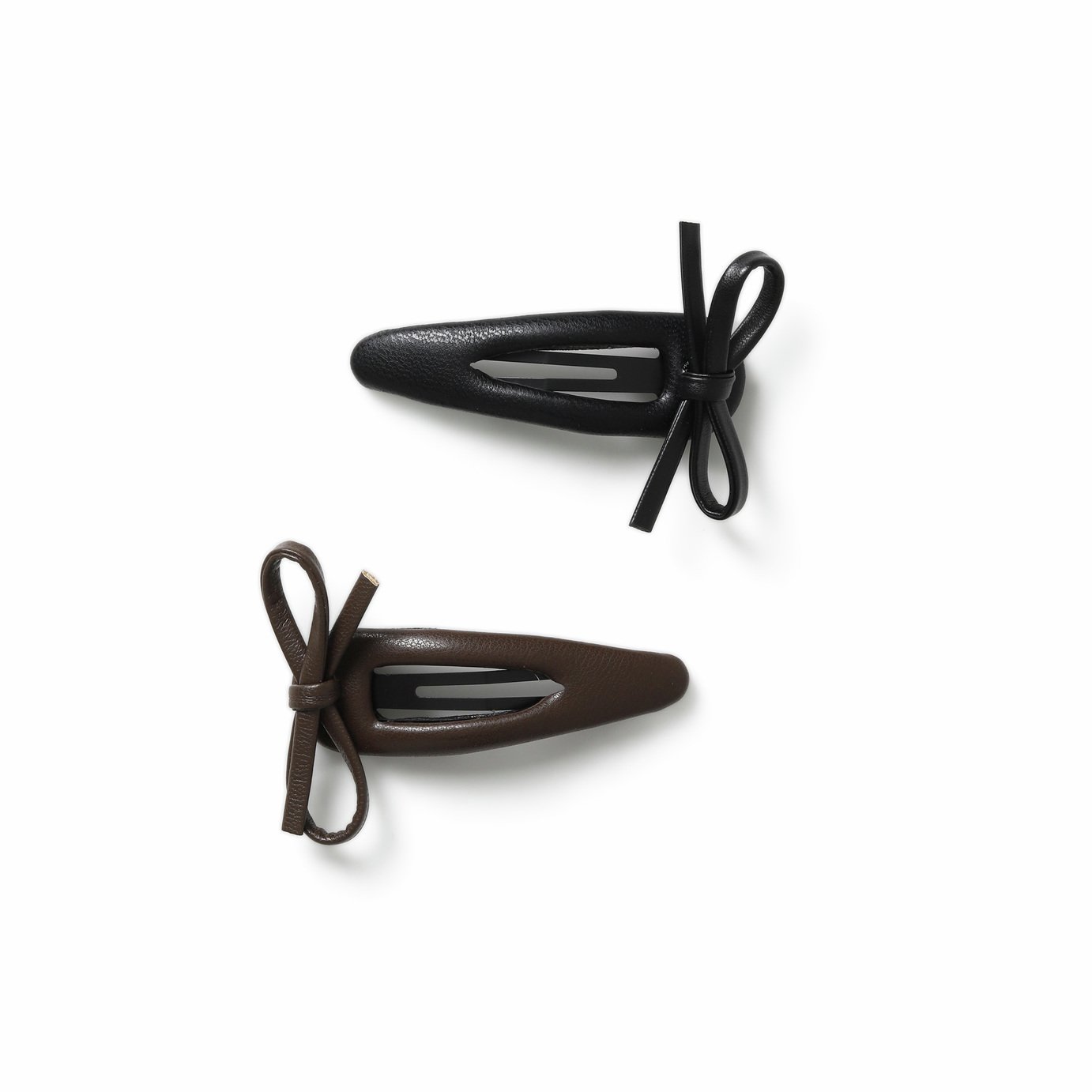 Freedom Faux Leather Covered Bow Hair Clips - Pack of 2
