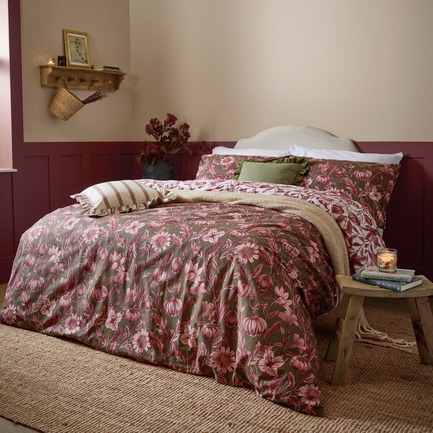 Wylder Autumn Garden Dusty Rose Bedding Set - Double