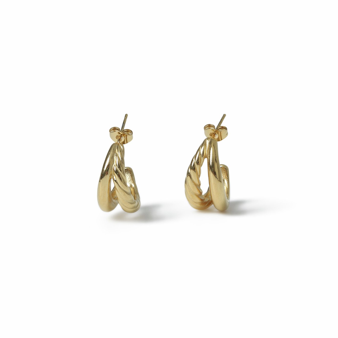 Freedom Gold Tone Stainless Steel Double Hoop Earrings