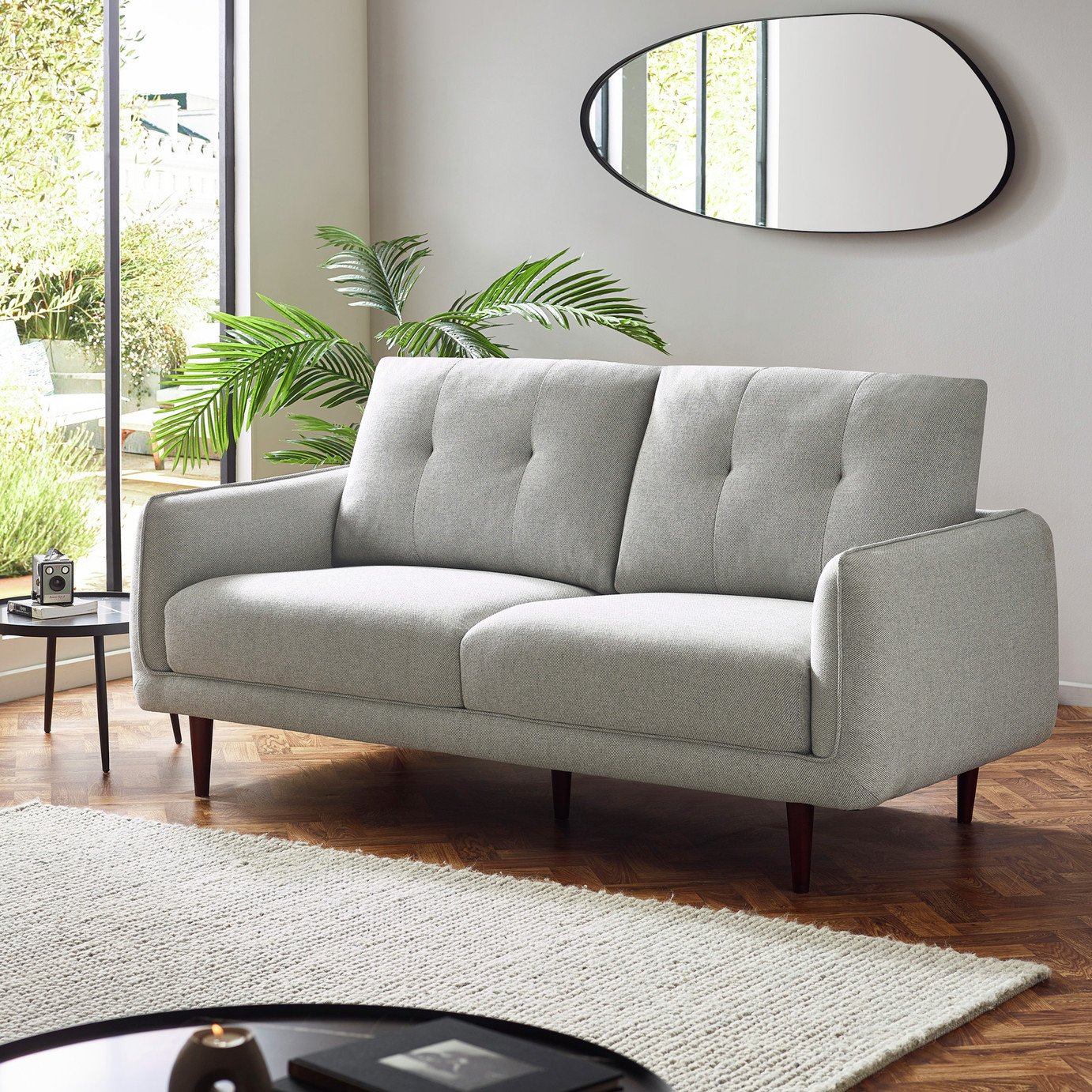 Julian Bowen Remy Fabric 3 Seater Sofa Metal Feet - Light Grey