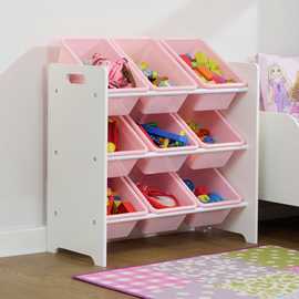 Liberty House Toys Kids 9 Bin Storage Unit - Pink and White