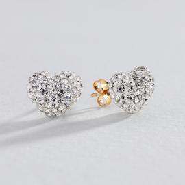 Revere 9ct Gold Crystal Heart Stud Earrings