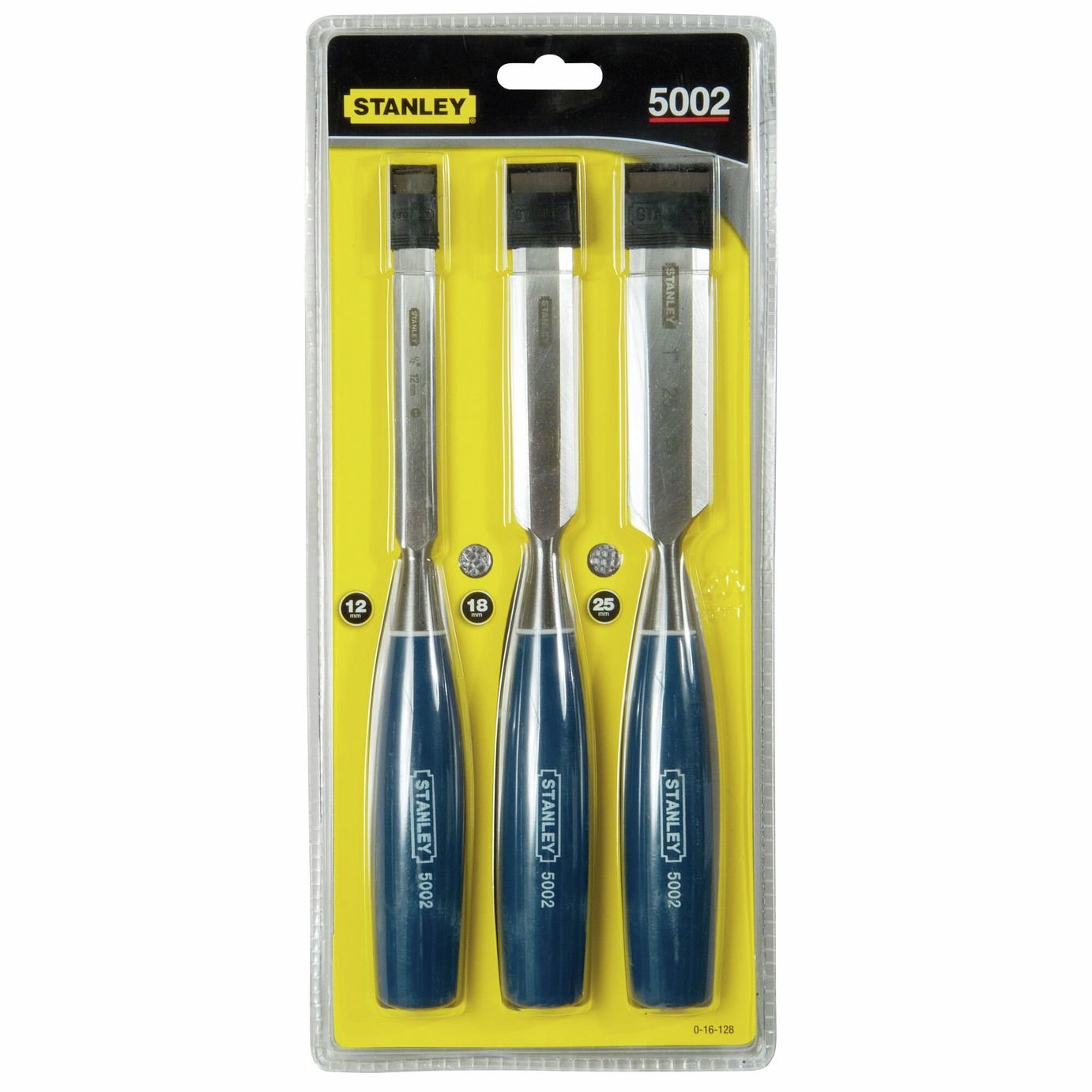 Stanley 3 Piece 5002 Series 12, 18, 25mm Wood Chisel Set