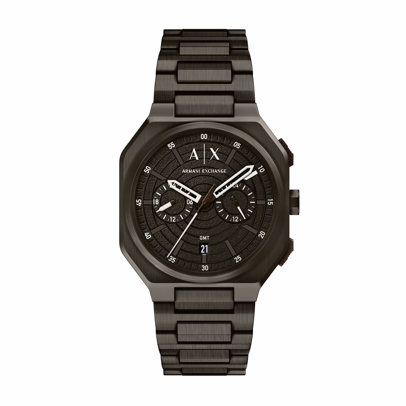 Armani Exchange Bass Dual Time Brown Stainless Steel Bracelet Watch
