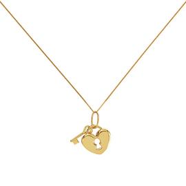 Revere 9ct Yellow Gold Heart Lock Pendant Necklace
