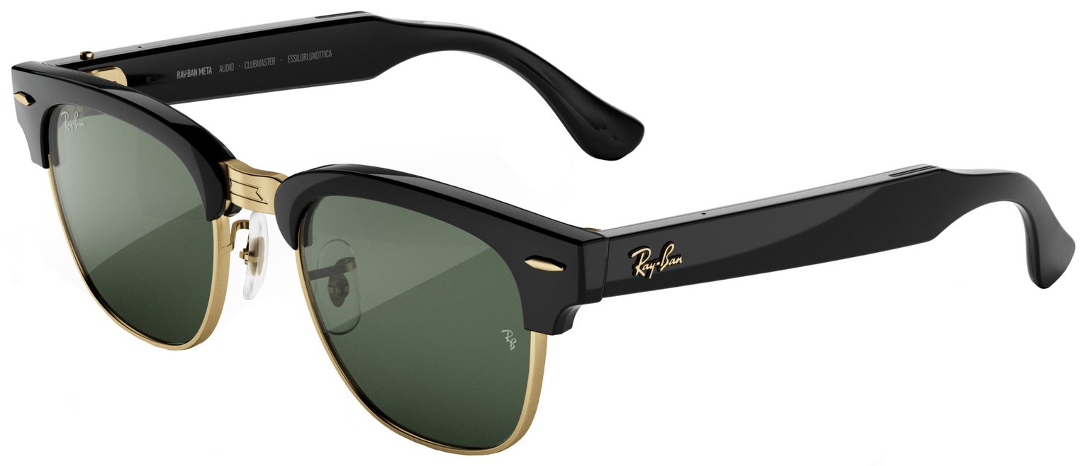 Ray-Ban Meta Audio Clubmaster - Black on Gold, Transitions Green
