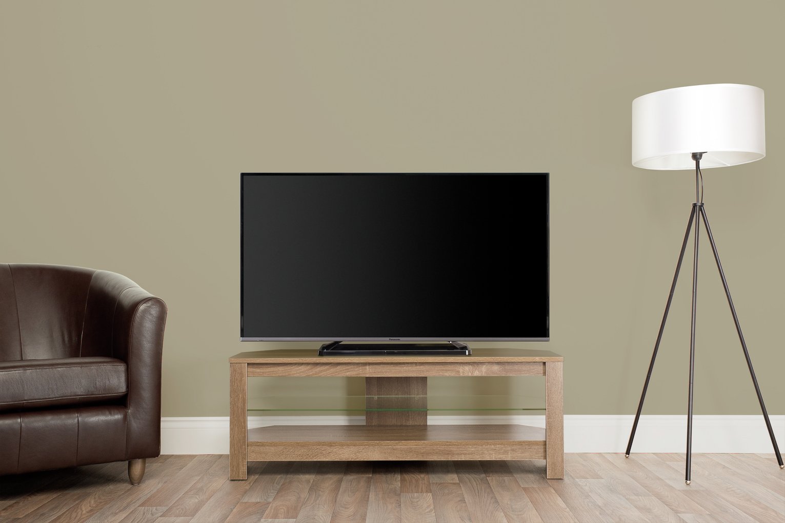 AVF Rustic Sawn Oak TV Stand With Glass Shelf Up To 55 Inch