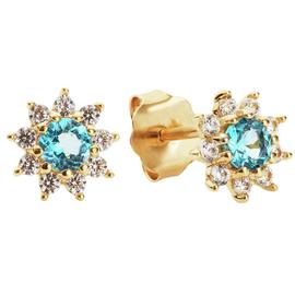 Revere 9ct Gold Round Cubic Zirconia Cluster Stud Earrings