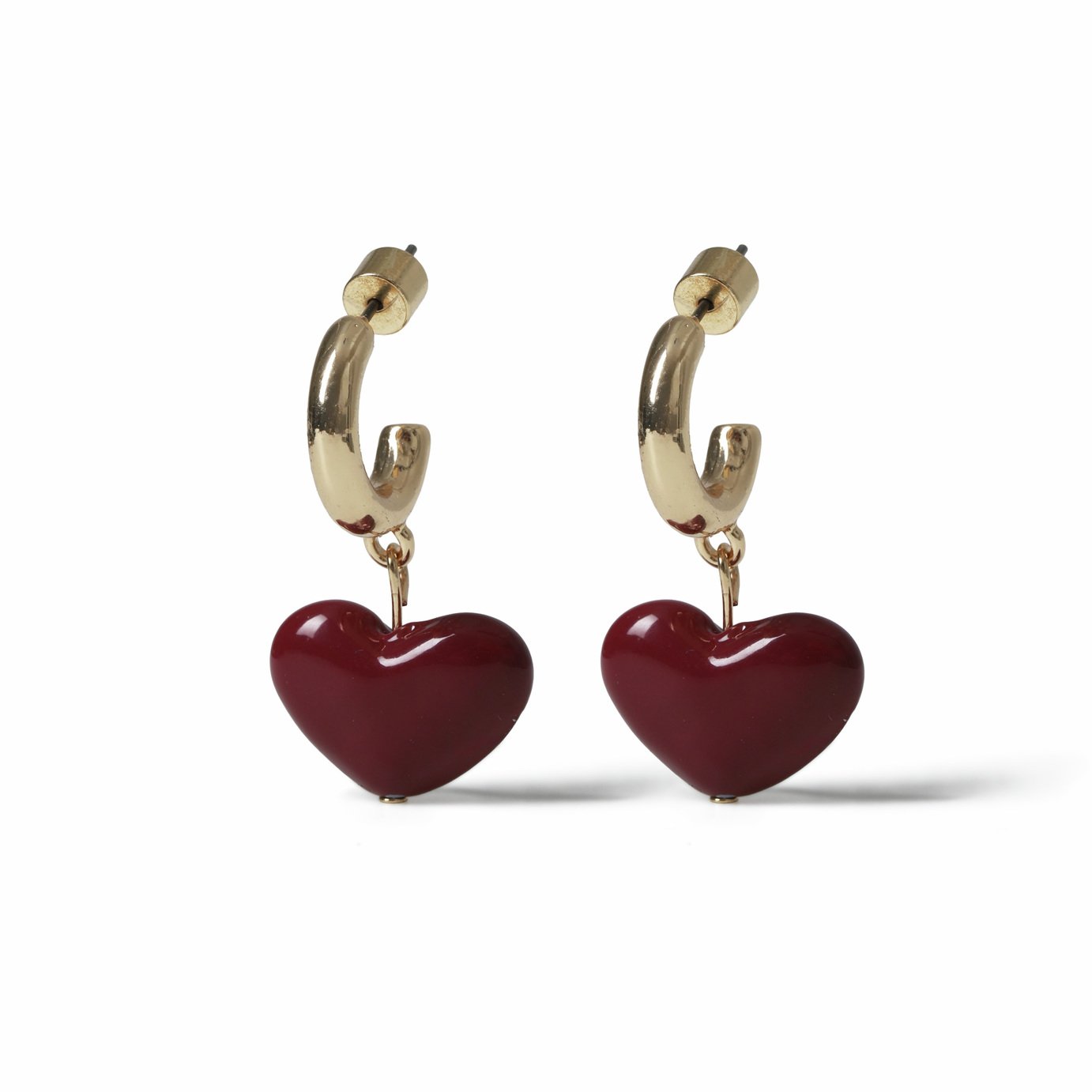 Freedom Burgundy Heart Drop Earrings